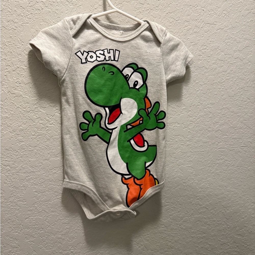Nintendo Yoshi Onesie  - Gray, Green, and Orange Size 8 months